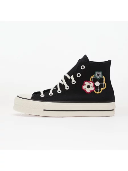 Сникърси Converse Chuck Taylor All Star Lift Platform Floral Patchwork Hi Black/ White/ Sunny Angle EUR бяло