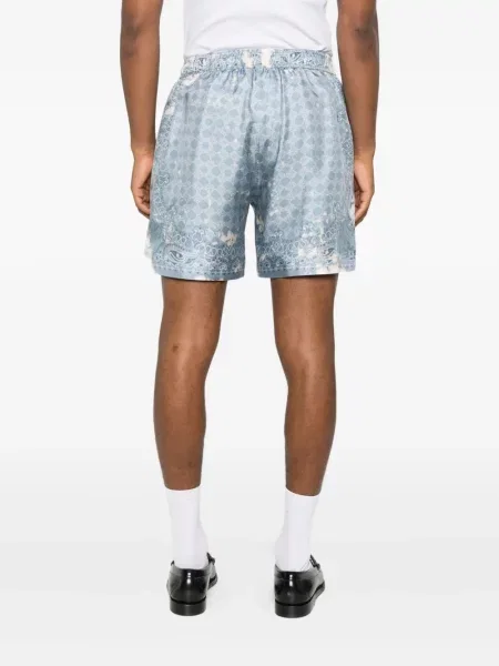 Pantaloni scurți Amiri de mătase cu imagine cu model paisley albastru