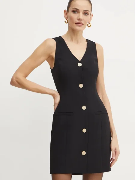 Рокля Armani Exchange къса с кройка по тялото черно