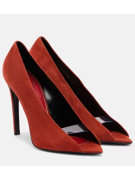 Pantofi cu toc Valentino Garavani din piele de căprioară roșu