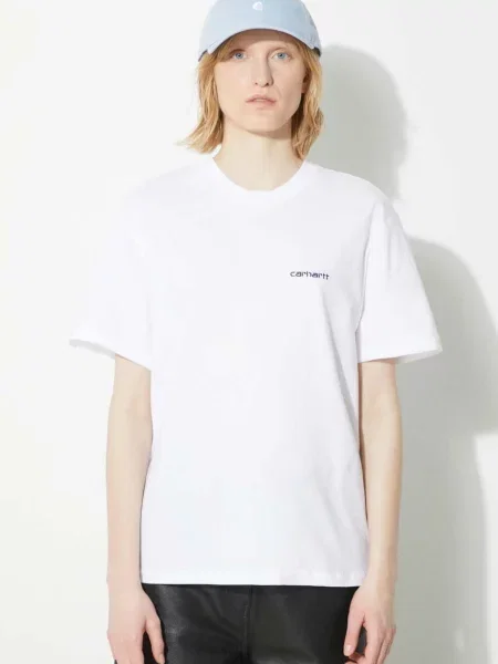 Carhartt WIP tricou din S/S Script Embroidery T-S femei alb