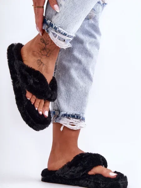 Papuci de casă Kesi din piele negru