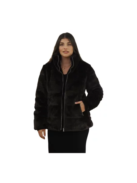 Sztuczne futro kurtka Ralph Lauren czarna