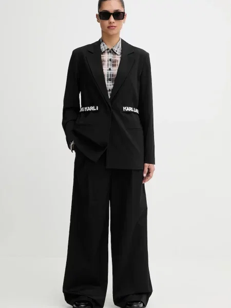 Штани Karl Lagerfeld Jeans широкі висока посадка чорний