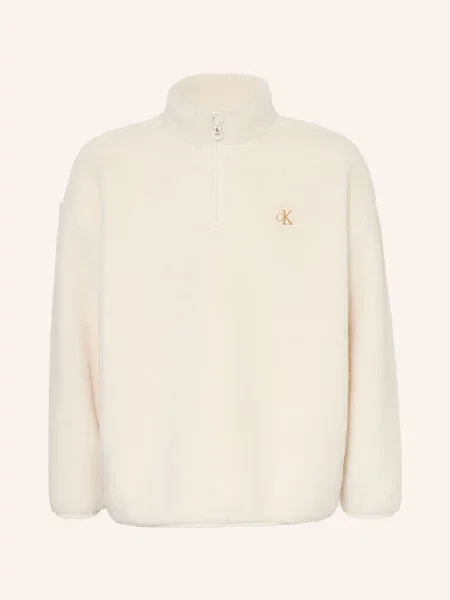 Calvin Klein Svetr Troyer Z Plyšové Kožešiny krémová