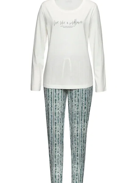 VIVANCE Pijama verde smarald alb