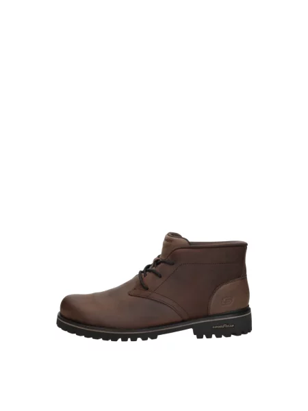 Botki Skechers skórzane brązowe
