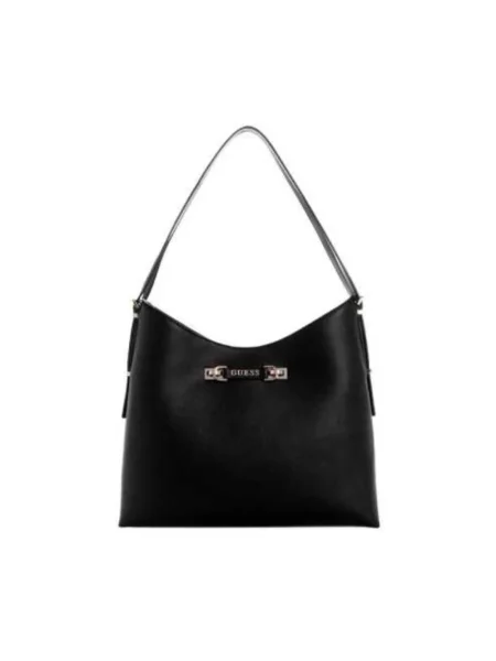 Lniana torebka hobo Guess czarna