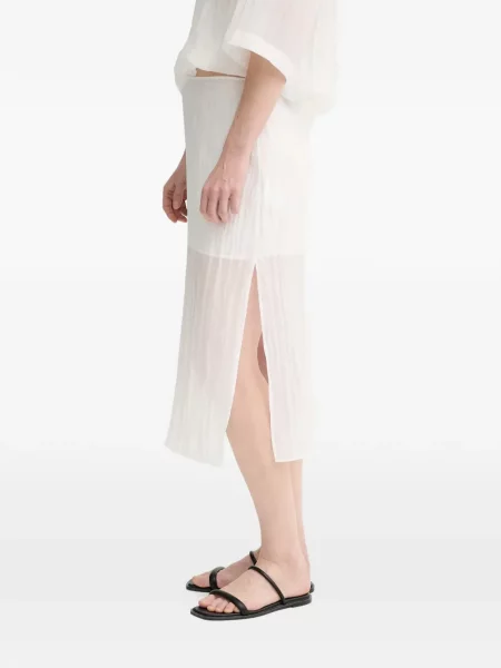 Midi-suknja Filippa K iznad koljena prorez bijela