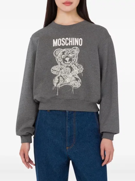 Haftowana bluza Moschino teddy szara