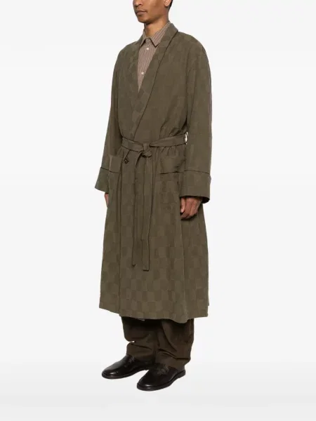 Kostkovaný dvouřadý kabát Ziggy Chen zelený