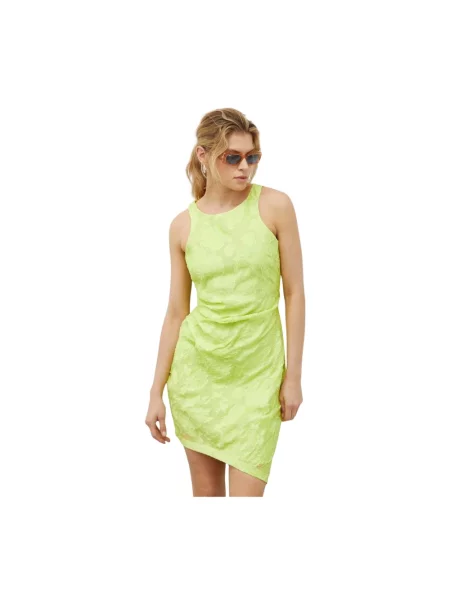 Sukienka Calea Sheer Texture mini rozkloszowana zielony