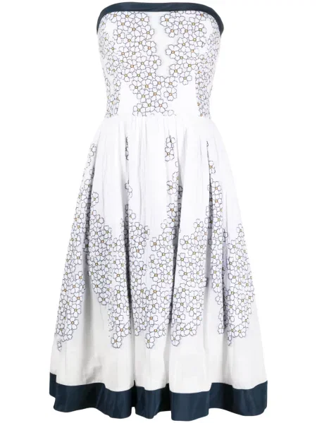 Rochie Gemy Maalouf cu model floral cu imagine de costum alb