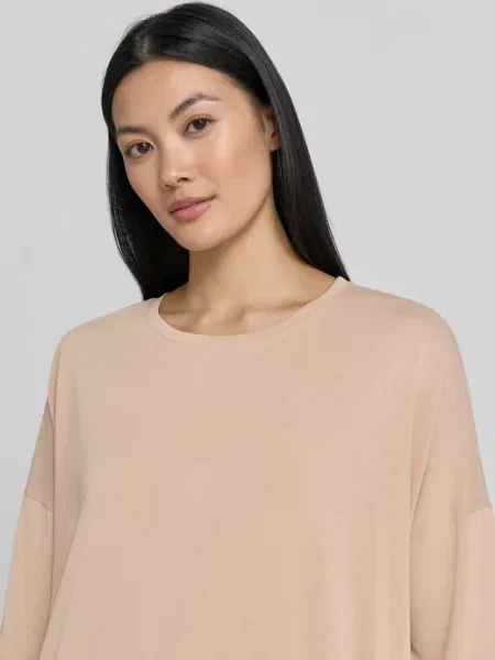 T-shirt z mieszanki modalu z tunelem Christian Berg Woman brązowa