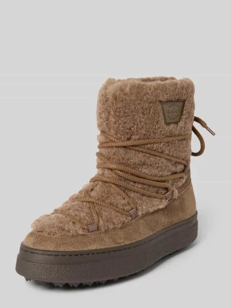 Buty z mieszanki skóry model ‘Snowhill’ Gant brązowe