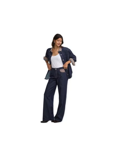 Kockás denim ruha Only kék