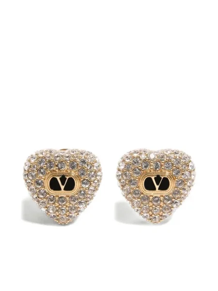 Cercei Valentino Garavani de cristal cu motiv cu inimi auriu