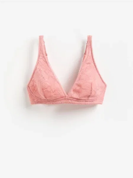 Reserved Sutien moale din dantelă roz-pastel roz
