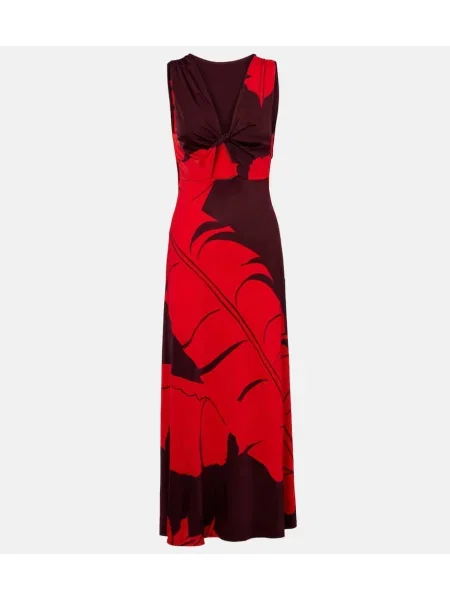 Rochie maxi Johanna Ortiz cu imagine din jerseu de costum roșu