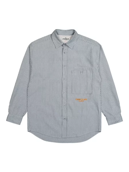 Prugasta košulja Stone Island kamenje plava