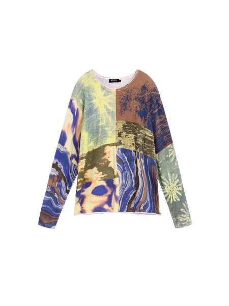 Desigual Pulover / bleumarin / oliv / verde deschis bej