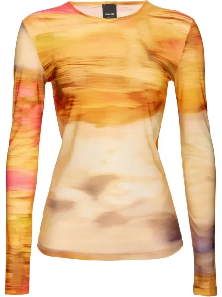 Top Pinko cu imagine cu imprimeu abstract galben