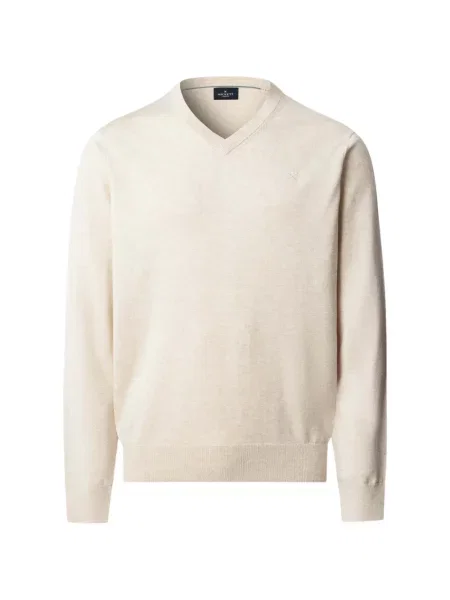 Pulover Hackett London cu broderie cu decolteu în V