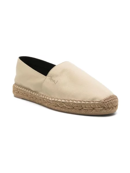 Espadryle Saint Laurent z logo beżowe