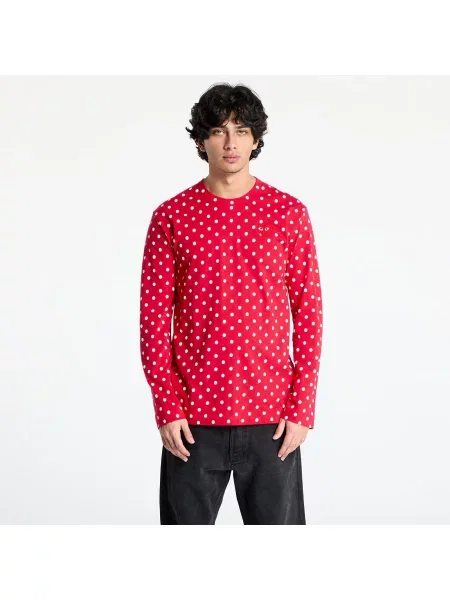 T-shirt Comme des Garçons PLAY Heart Logo Long Sleeve Tee UNISEX Red XXS czerwona