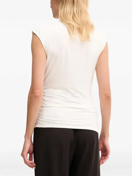 Top Dkny fără mâneci cu volane alb