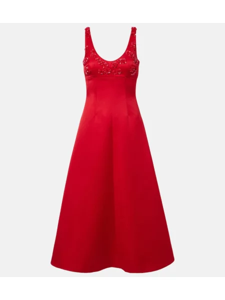 Rochie midi Emilia Wickstead din satin până la genunchi de costum roșu