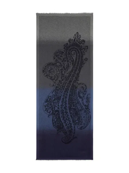 Fular Etro cu model paisley albastru