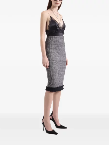 Fustă midi Nina Ricci din tweed gri