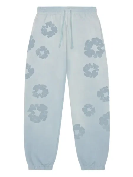 Pantaloni Denim Tears cu model floral albastru