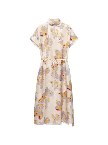 Rochie midi Shanghai Tang de mătase cu model floral cu imagine