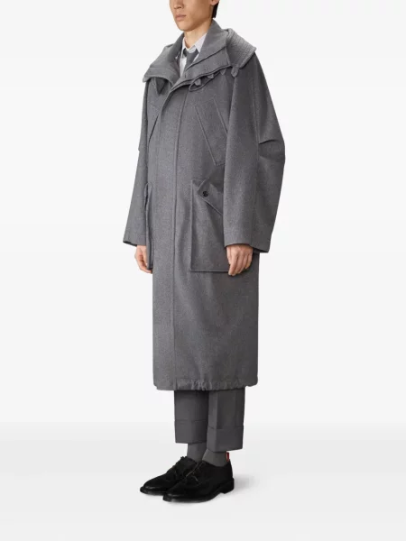 Palton Thom Browne cu glugă gri