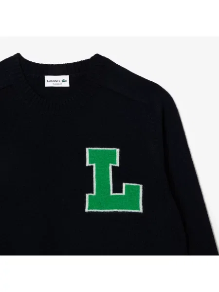 Lacoste Sweter Neo Heritage Unisex O Klasycznym Kroju Z Okrągłym Dekoltem granatowy