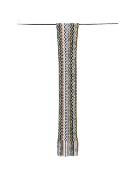 Fular Missoni cu franjuri tricotate verde