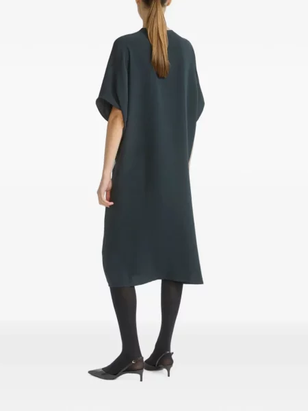 Rochie Yves Salomon de mătase drapată verde