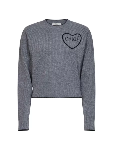 Pulover Chloé cu motiv cu inimi gri