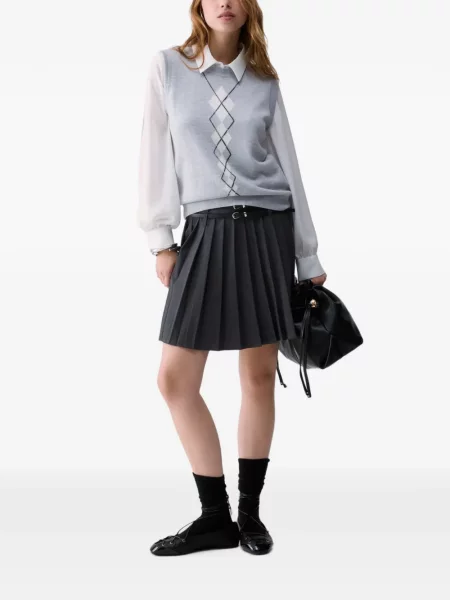 Vestă Liu Jo de lână cu model argyle gri