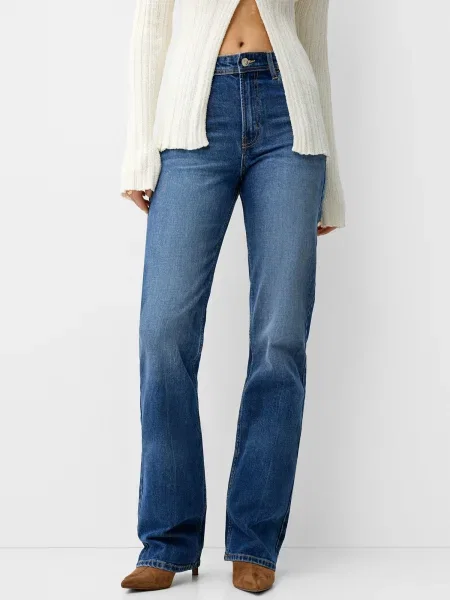 Bershka Kavbojke temno modra