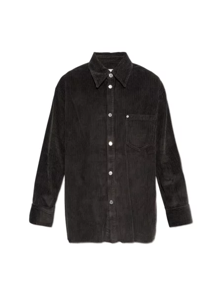 Koszula Ami Paris sztruksowa z rozcieciem szara