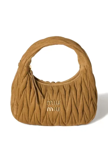 Geantă Miu Miu din piele de căprioară maro