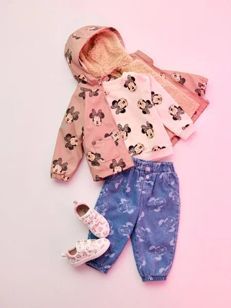 Sinsay Zateplené džíny střihu paperbag Minnie Mouse modrá