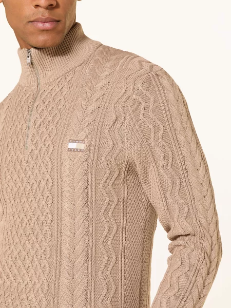 Tommy Jeans Sweter Typu Troyer beige beżowy