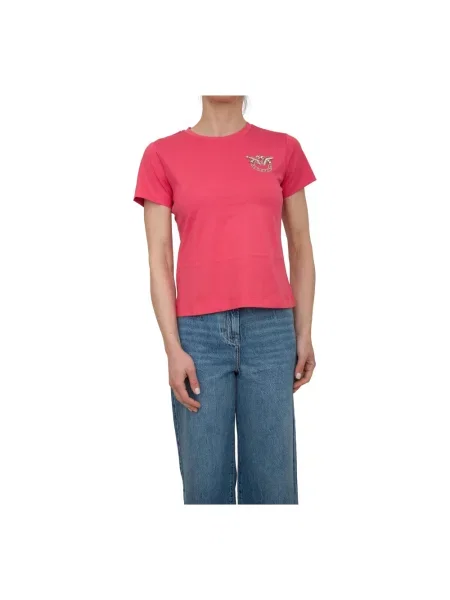 Koszulka Pinko casual z dżerseju z autografem czerwona