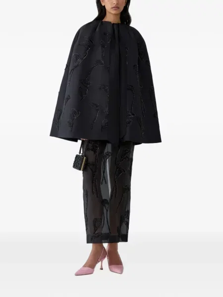 Šilkinis gėlėtas striukė Carolina Herrera juoda