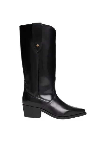 Botki Tommy Hilfiger skórzane czarne