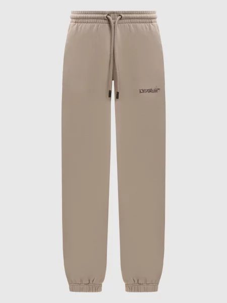 Джоггеры Off-white с принтом бежевые